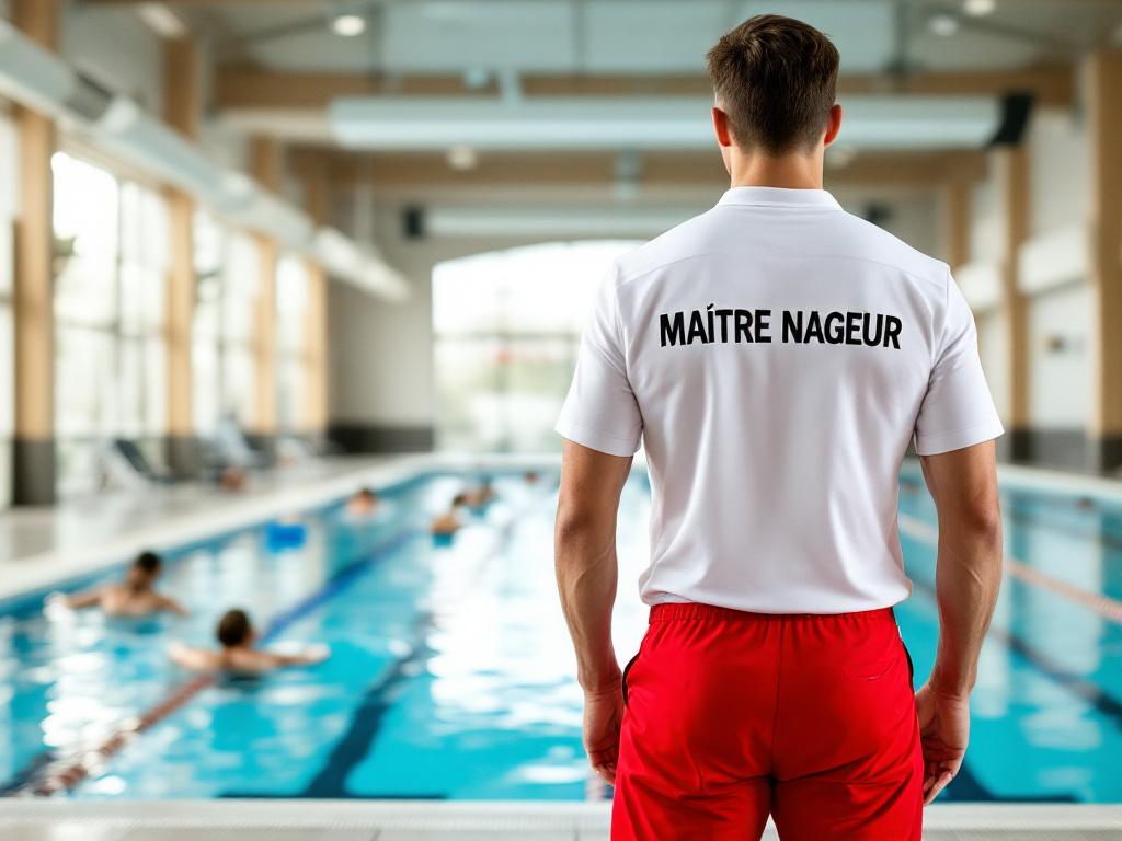 accueil maitre nageur face à une piscine